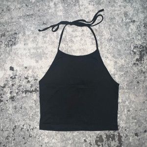 LA hearts Black Halter Cropped Top- size XS